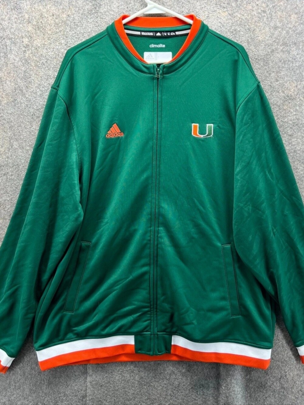 Miami Hurricanes Track Jacket Men XL Green Full Zip Climalite Team Issued Adidas